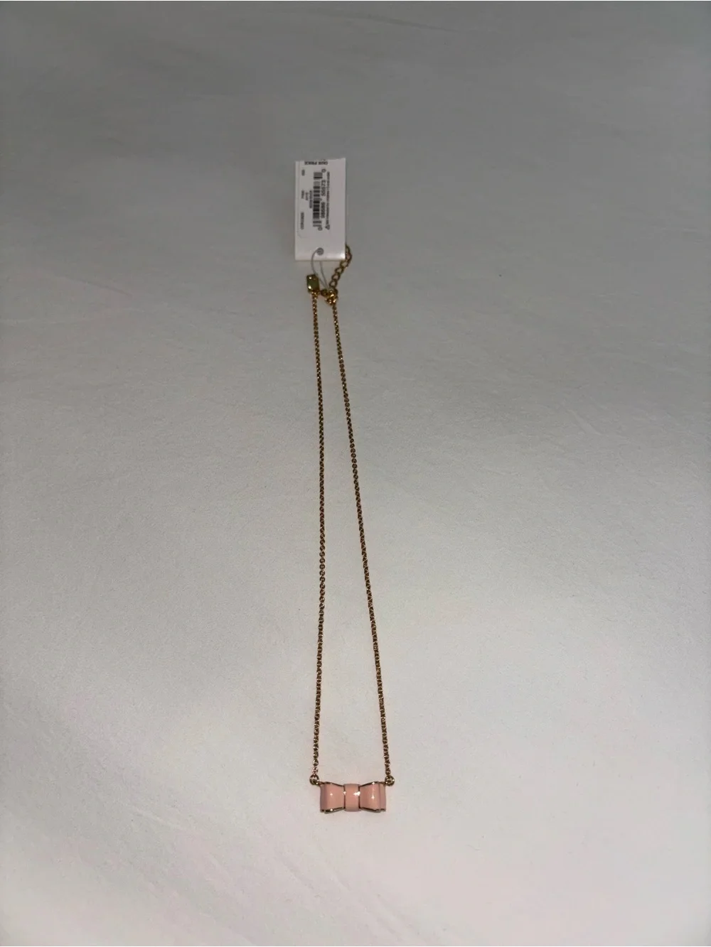 kate spade Pink Enamel Bow Necklace with Gold Chain